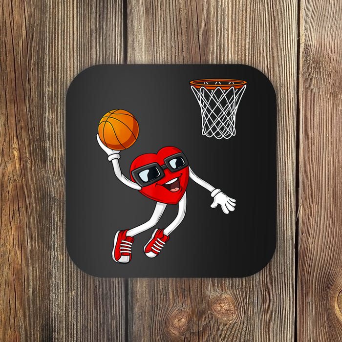 Valentines Day Heart Dunking Basketball Boys Girls Kids TShirt Coaster