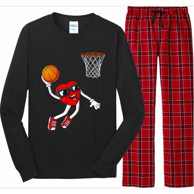 Valentines Day Heart Dunking Basketball Boys Girls Kids TShirt Long Sleeve Pajama Set