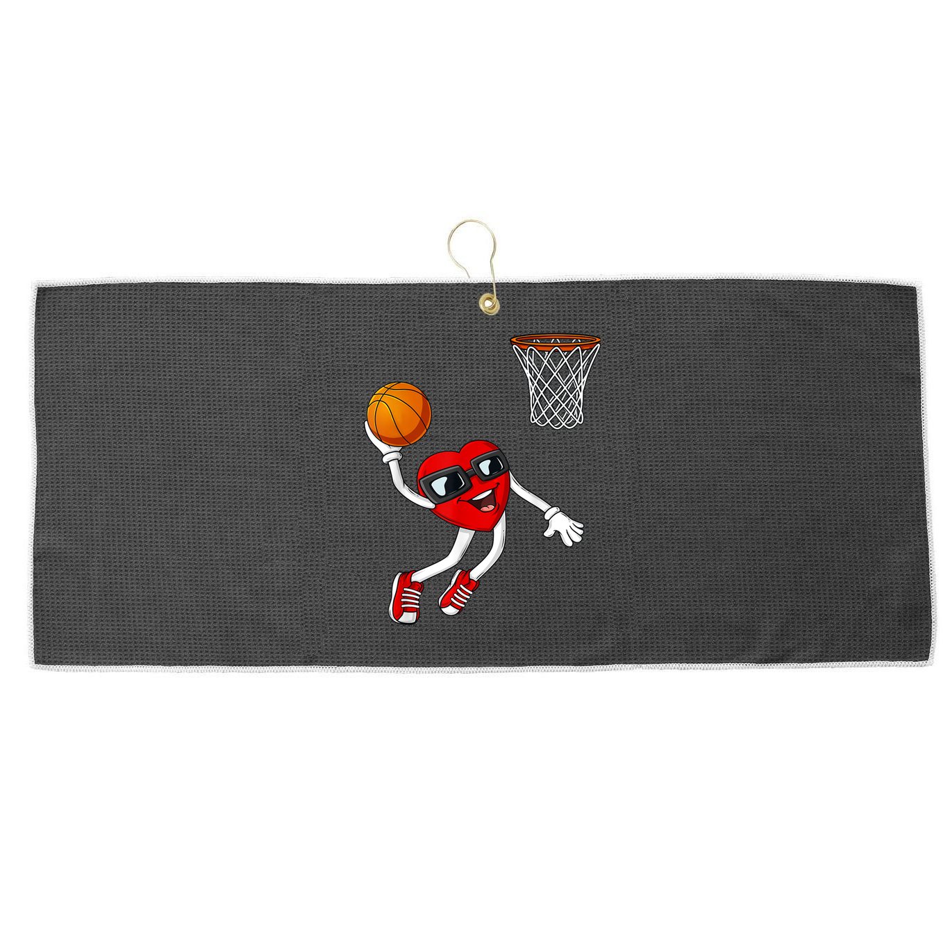 Valentines Day Heart Dunking Basketball Boys Girls Kids TShirt Large Microfiber Waffle Golf Towel