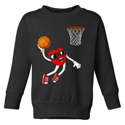 Valentines Day Heart Dunking Basketball Boys Girls Kids TShirt Toddler Sweatshirt