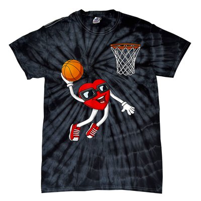 Valentines Day Heart Dunking Basketball Boys Girls Kids TShirt Tie-Dye T-Shirt