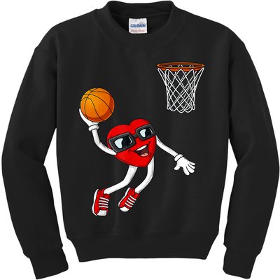 Valentines Day Heart Dunking Basketball Boys Girls Kids TShirt Kids Sweatshirt