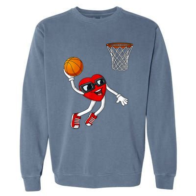 Valentines Day Heart Dunking Basketball Boys Girls Kids TShirt Garment-Dyed Sweatshirt