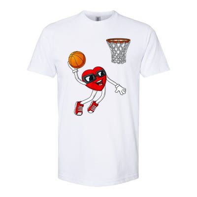 Valentines Day Heart Dunking Basketball Boys Girls Kids TShirt Softstyle CVC T-Shirt