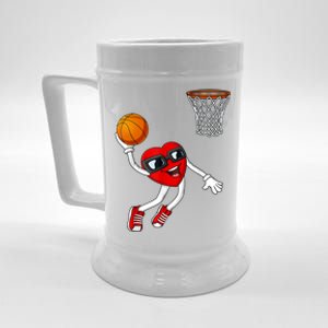 Valentines Day Heart Dunking Basketball Boys Girls Kids TShirt Beer Stein