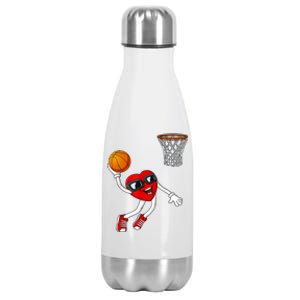 Valentines Day Heart Dunking Basketball Boys Girls Kids TShirt Stainless Steel Insulated Water Bottle