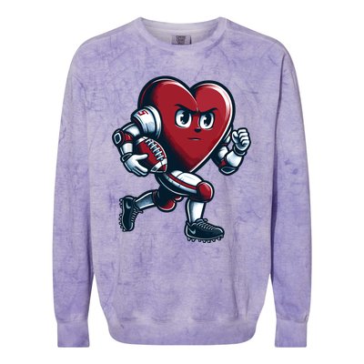 ValentineS Day Heart Football Player Team Sports Colorblast Crewneck Sweatshirt