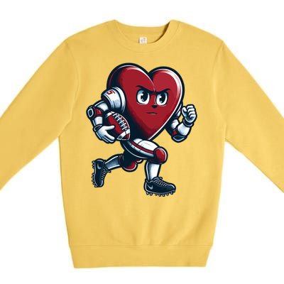 ValentineS Day Heart Football Player Team Sports Premium Crewneck Sweatshirt