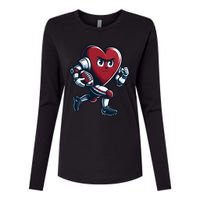 ValentineS Day Heart Football Player Team Sports Womens Cotton Relaxed Long Sleeve T-Shirt