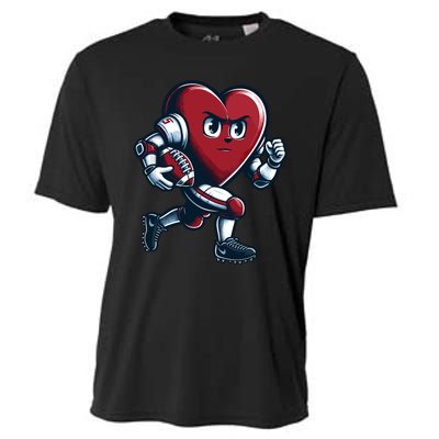 ValentineS Day Heart Football Player Team Sports Cooling Performance Crew T-Shirt