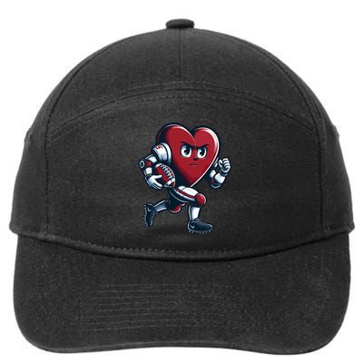 ValentineS Day Heart Football Player Team Sports 7-Panel Snapback Hat