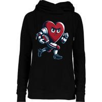 ValentineS Day Heart Football Player Team Sports Womens Funnel Neck Pullover Hood