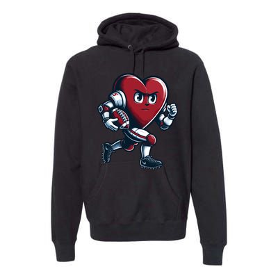 ValentineS Day Heart Football Player Team Sports Premium Hoodie