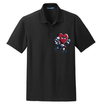 ValentineS Day Heart Football Player Team Sports Dry Zone Grid Polo