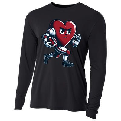 ValentineS Day Heart Football Player Team Sports Cooling Performance Long Sleeve Crew