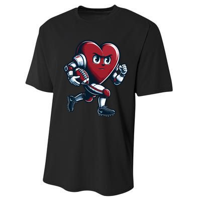 ValentineS Day Heart Football Player Team Sports Performance Sprint T-Shirt