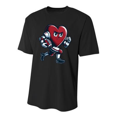 ValentineS Day Heart Football Player Team Sports Youth Performance Sprint T-Shirt