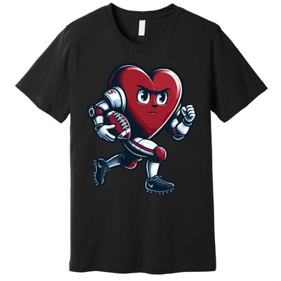 ValentineS Day Heart Football Player Team Sports Premium T-Shirt