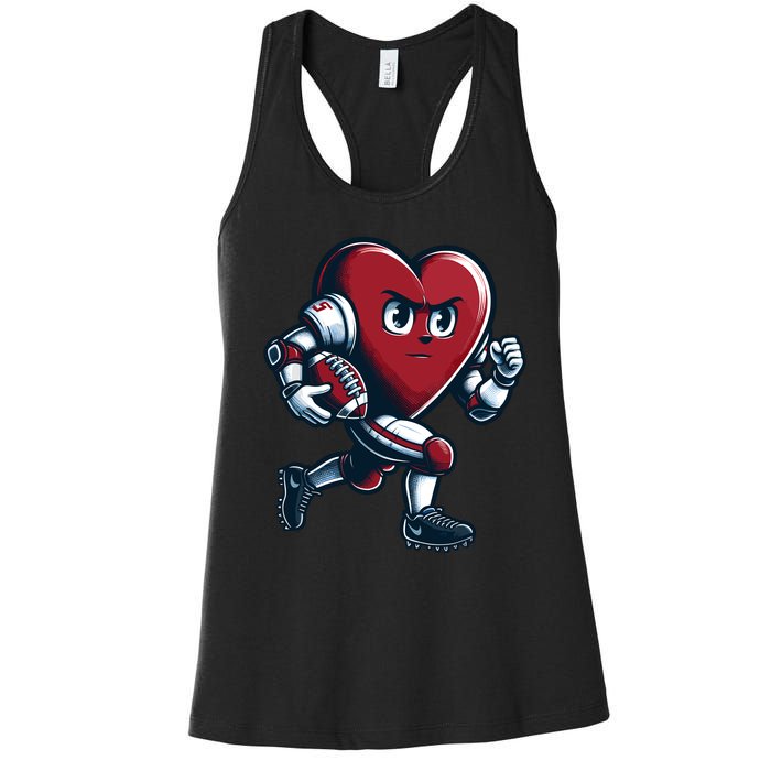 ValentineS Day Heart Football Player Team Sports Women's Racerback Tank