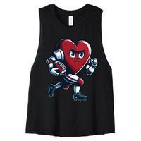 ValentineS Day Heart Football Player Team Sports Women's Racerback Cropped Tank