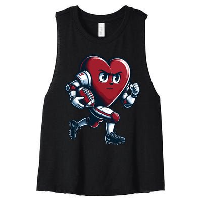 ValentineS Day Heart Football Player Team Sports Women's Racerback Cropped Tank