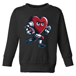 ValentineS Day Heart Football Player Team Sports Toddler Sweatshirt