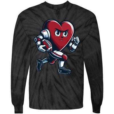 ValentineS Day Heart Football Player Team Sports Tie-Dye Long Sleeve Shirt