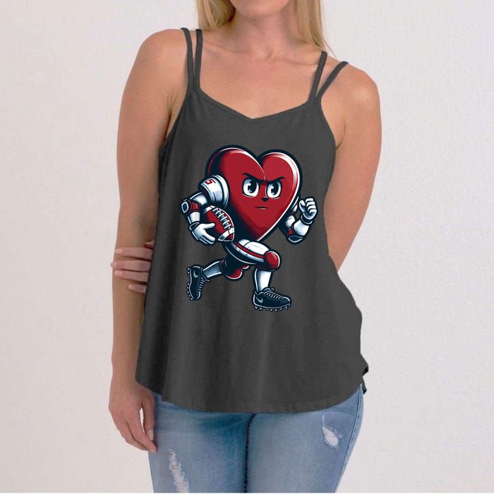 ValentineS Day Heart Football Player Team Sports Women's Strappy Tank