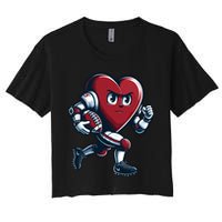 ValentineS Day Heart Football Player Team Sports Women's Crop Top Tee