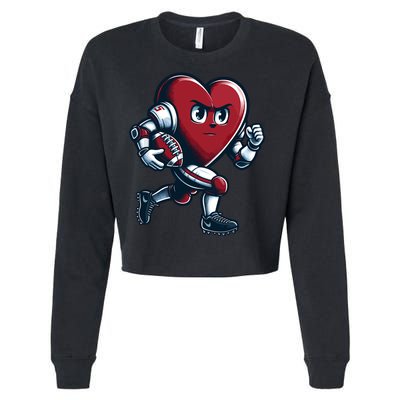 ValentineS Day Heart Football Player Team Sports Cropped Pullover Crew