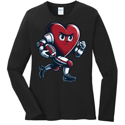 ValentineS Day Heart Football Player Team Sports Ladies Long Sleeve Shirt