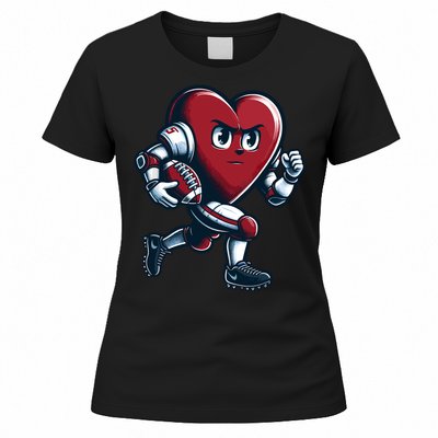 ValentineS Day Heart Football Player Team Sports Women's T-Shirt