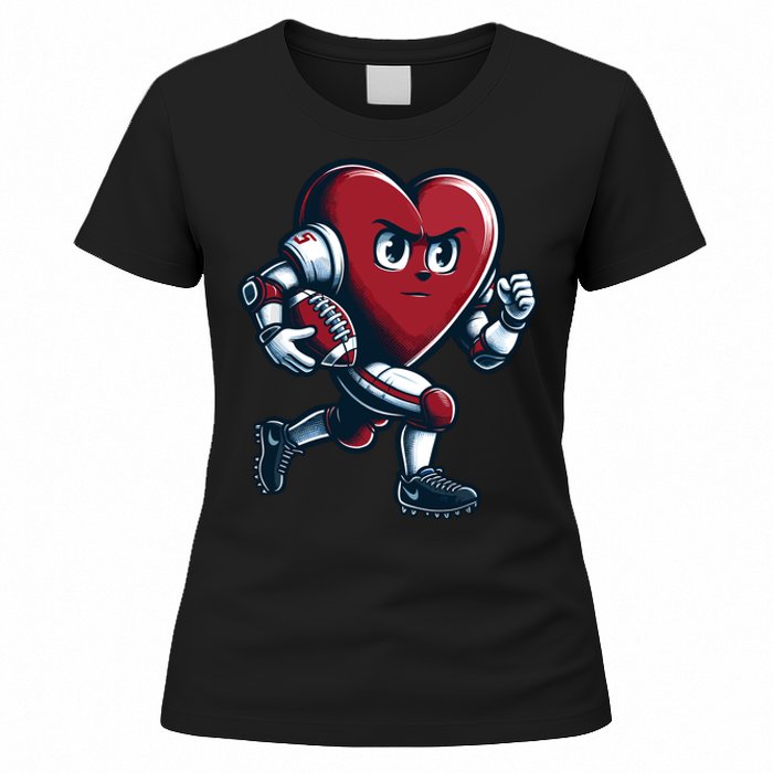 ValentineS Day Heart Football Player Team Sports Women's T-Shirt