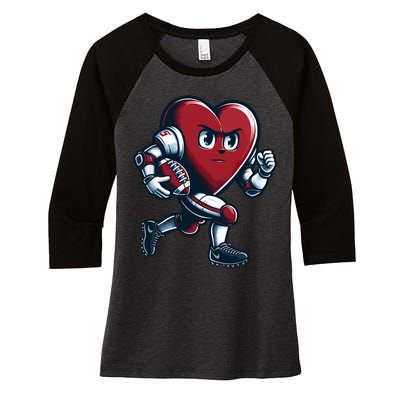 ValentineS Day Heart Football Player Team Sports Women's Tri-Blend 3/4-Sleeve Raglan Shirt