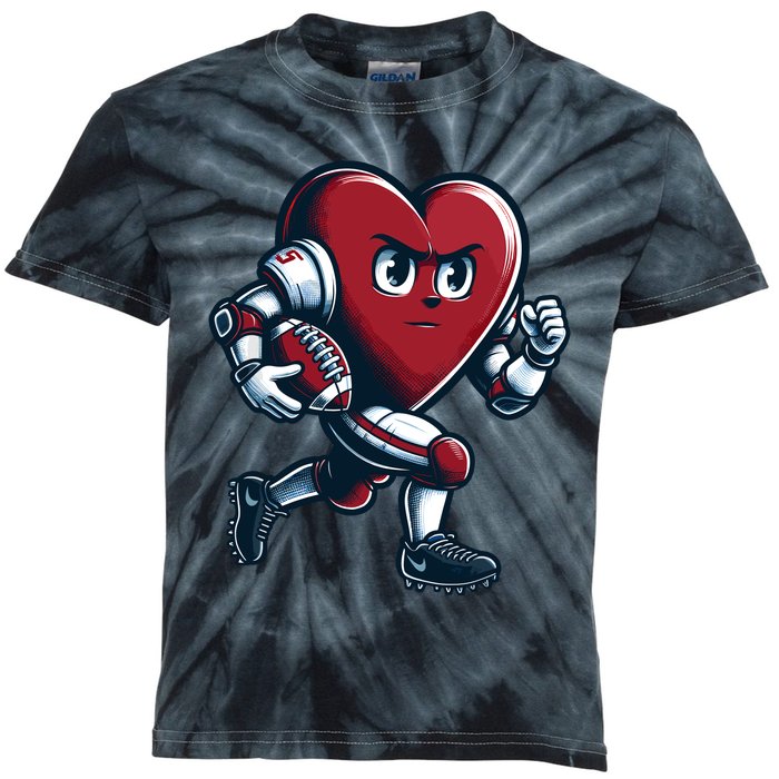 ValentineS Day Heart Football Player Team Sports Kids Tie-Dye T-Shirt