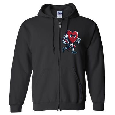 ValentineS Day Heart Football Player Team Sports Full Zip Hoodie