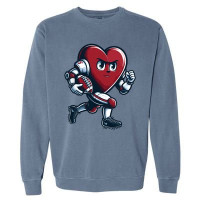 ValentineS Day Heart Football Player Team Sports Garment-Dyed Sweatshirt