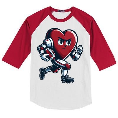 ValentineS Day Heart Football Player Team Sports Kids Colorblock Raglan Jersey