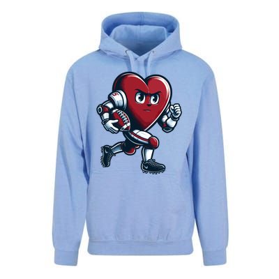 ValentineS Day Heart Football Player Team Sports Unisex Surf Hoodie