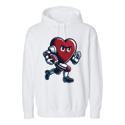 ValentineS Day Heart Football Player Team Sports Garment-Dyed Fleece Hoodie