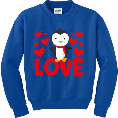 Valentine's Day Hearts Love Penguin Animal Lovers Gift Kids Sweatshirt