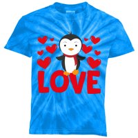 Valentine's Day Hearts Love Penguin Animal Lovers Gift Kids Tie-Dye T-Shirt