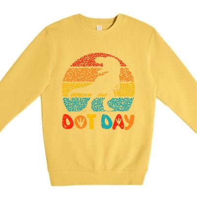 Vintage Dinosaur Happy Dot Day For Teacher Premium Crewneck Sweatshirt