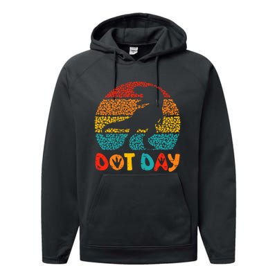 Vintage Dinosaur Happy Dot Day For Teacher Performance Fleece Hoodie