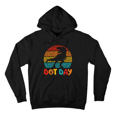 Vintage Dinosaur Happy Dot Day For Teacher Hoodie