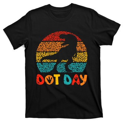 Vintage Dinosaur Happy Dot Day For Teacher T-Shirt