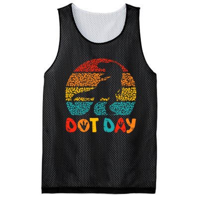 Vintage Dinosaur Happy Dot Day For Teacher Mesh Reversible Basketball Jersey Tank