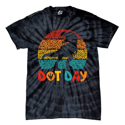 Vintage Dinosaur Happy Dot Day For Teacher Tie-Dye T-Shirt