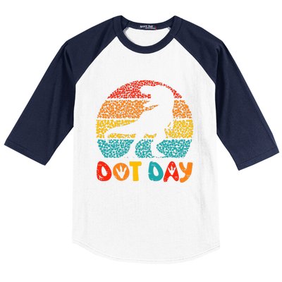 Vintage Dinosaur Happy Dot Day For Teacher Baseball Sleeve Shirt