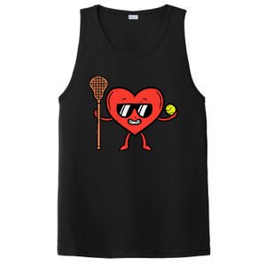 Valentines Day Heart Lacrosse Funny Lax Sports PosiCharge Competitor Tank